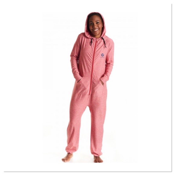 oiselle Pants & Jumpsuits Oiselle Lux Yeti Onesie Red Pink Hooded